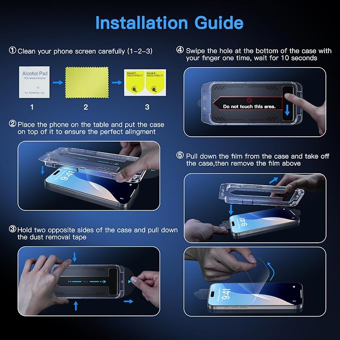Uyiton Compatible with iPhone 16 Pro Max Screen Protector - Image 5