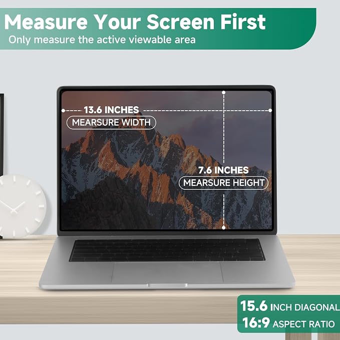 Nano-Suction Laptop Privacy Screen 15.6 Inch 16:9, Removale Screen Privacy - Image 2