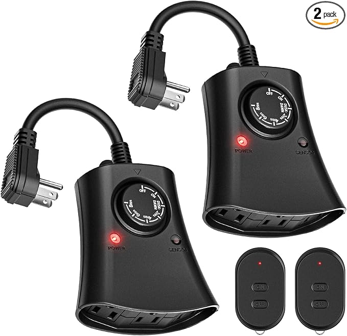 Lights Plug Timer Outdoor, Dusk to Dawn Electrical Timer Switch by Brightown