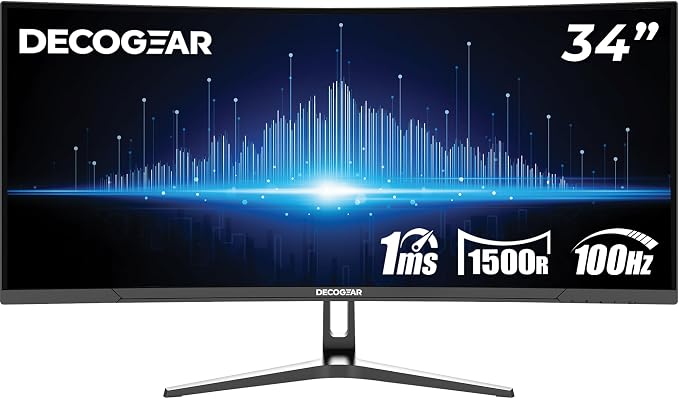 Deco Gear 34” Curved Ultrawide Business Monitor | 3440x1440, 99% sRGB | by DecoGear
