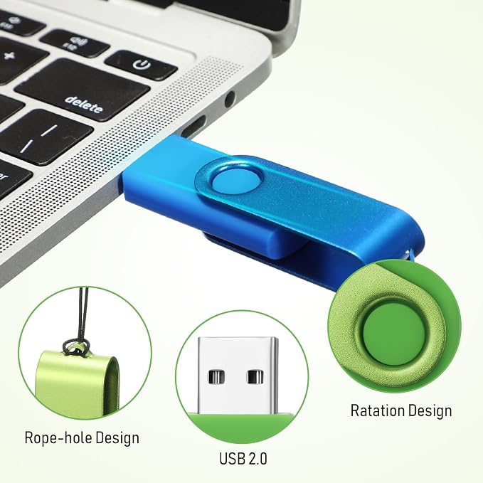 50 Pack 32GB USB 2.0 Flash Drives Bulk Portable USB Thumb Drives Swivel - Image 3