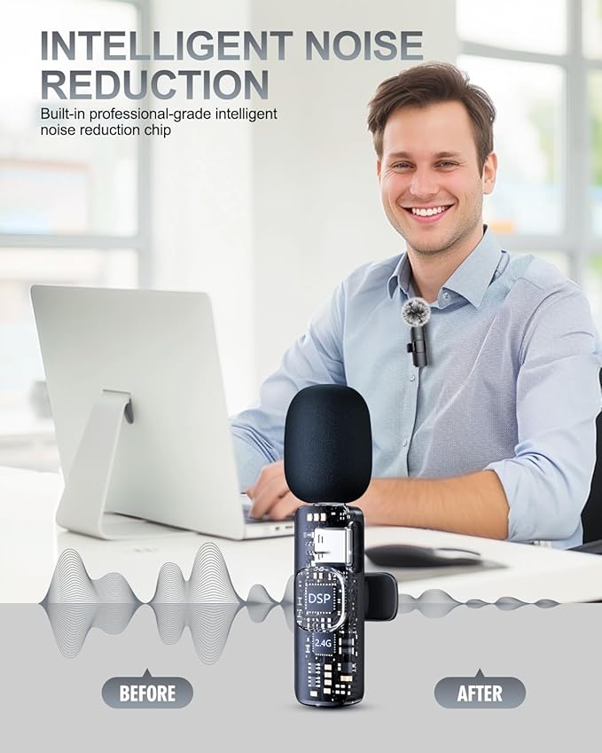 PQRQP 3 in 1 Professional Wireless Lavalier Microphone - Image 3