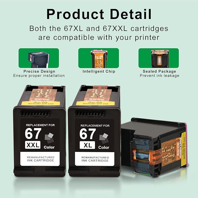SAILNER 67XL HP Printer Ink, Replacement - Image 6