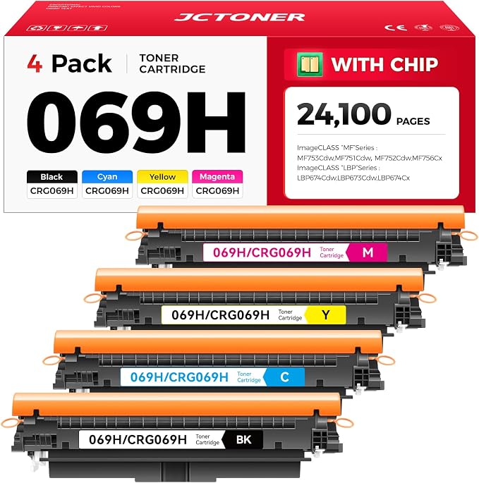 069H 069 Toner Cartridge Set 4-Pack MF753Cdw High Capacity Replacement by JCTONER