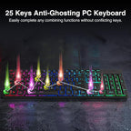 Redragon S107 Gaming Keyboard and Mouse, RGB Gaming Keyboard and 3200 DPI Mouse - Image 4