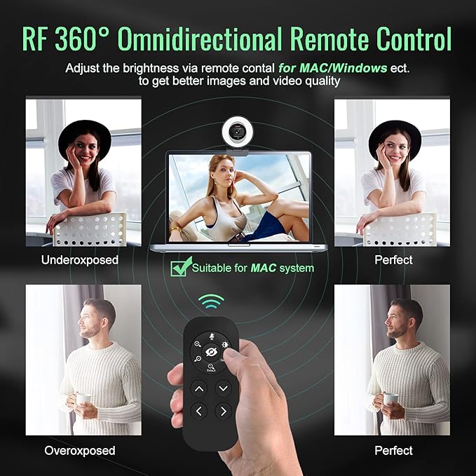 Angetube Streaming Webcam with Microphone: 1080P 60FPS USB Web Cam with Ring - Image 4