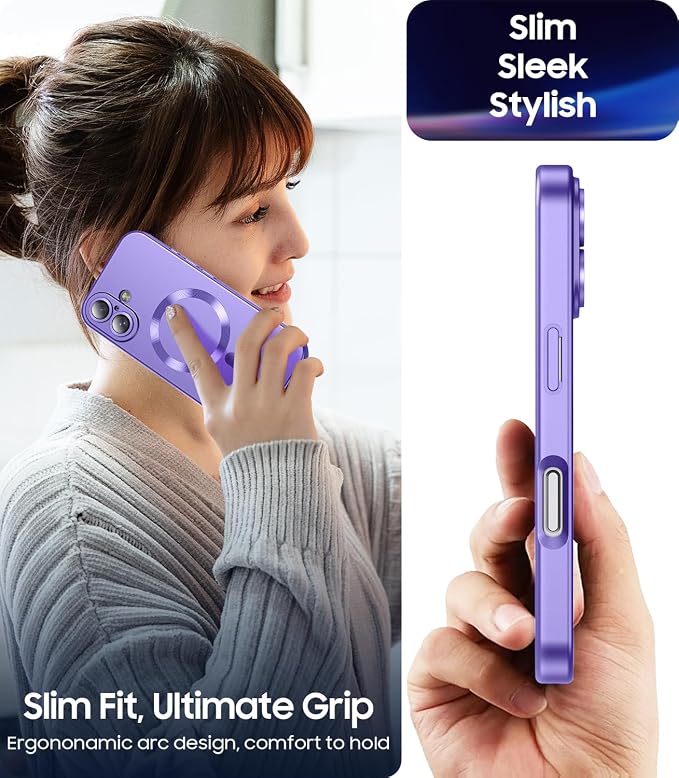 Magnetic for iPhone 16 Plus Case Slim Soft Silicone Bumper Shockproof Metallic - Image 7