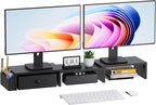 Dual Monitor Stand Riser, Adjustable Length & Swivel Angle Monitor Stand by Unknown