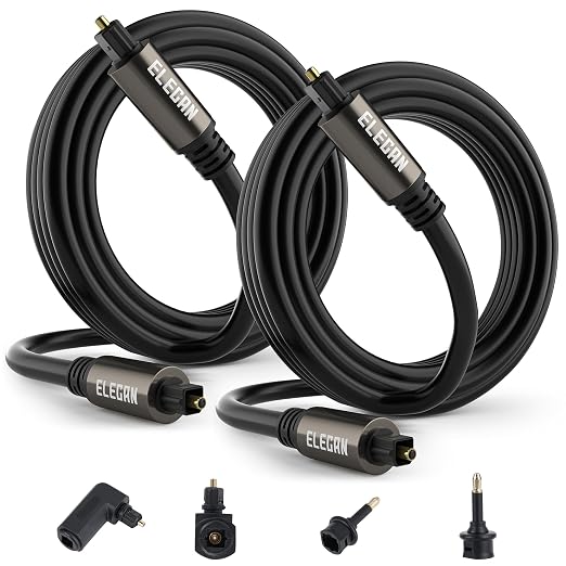 Elecan Optical Audio Cable 8 Ft/2 Pack Digital Audio Toslink Cable Cord-Fiber by Elecan
