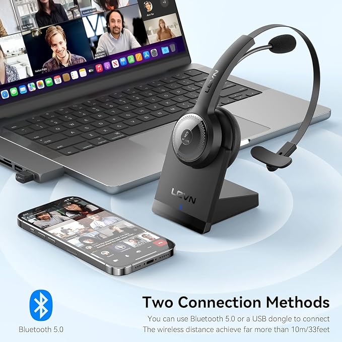 LEVN Bluetooth 5.0 Headset, Wireless Headset - Image 6