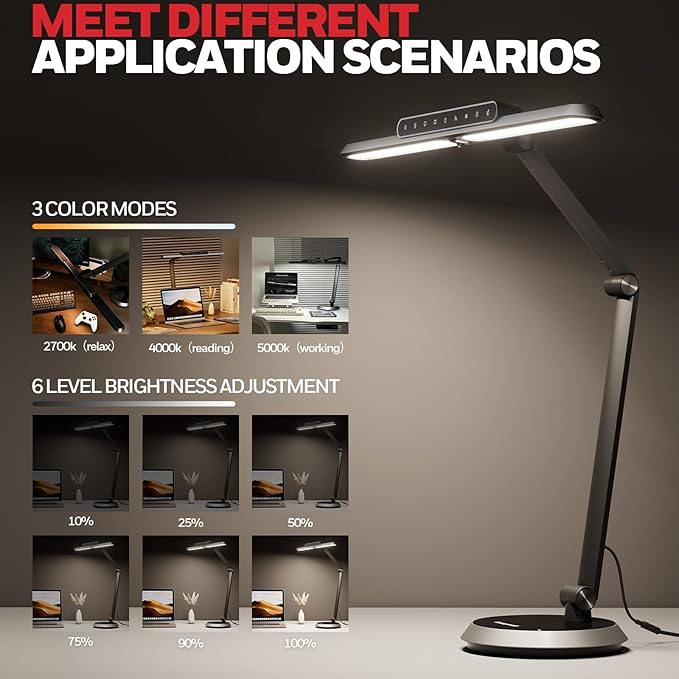Honeywell Desk Lamp for Home Office, H9 Sunturalux™ Eye-Caring LED Desk Light - Image 2