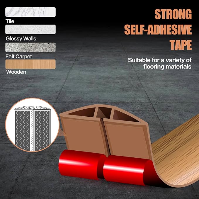 Floor Cord Cover Cavity 0.8"x0.37" Self Adhesive Cord Hider, 3.3FT Low Profile - Image 4