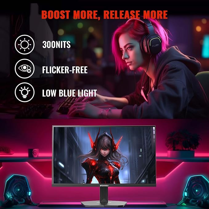 SANSUI 24 Inch Gaming Monitor 180Hz 1Ms FreeSync HDR 110% sRGB FHD 1080P - Image 6