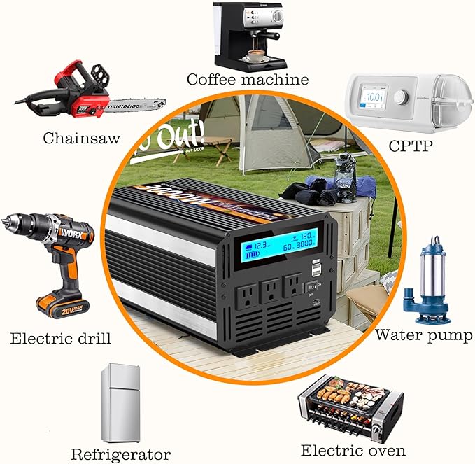 3000W Power Inverter 12V DC to AC 110V/120V 6000W Converter 3 sockets car - Image 6