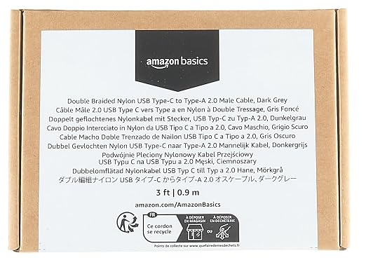 Amazon Basics USB-C to USB-A 2.0 Fast Charger Cable, Nylon Braided Cord - Image 8