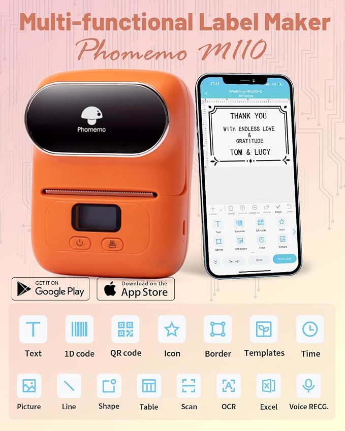 Phomemo M110 Label Maker Machine-Barcode Label Printer, Portable Sticker Maker - Image 3