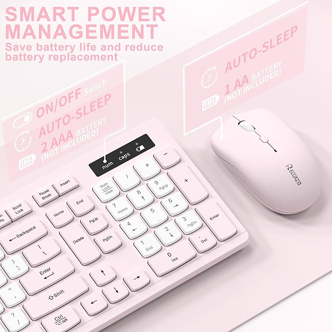 Wireless Keyboard and Mouse Combo, Full-Sized Quiet Wireless Keyboard and - Image 4