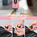 Enertwist Electric Screwdriver, 8V Max 10Nm Pink Cordless Screwdriver - Image 5