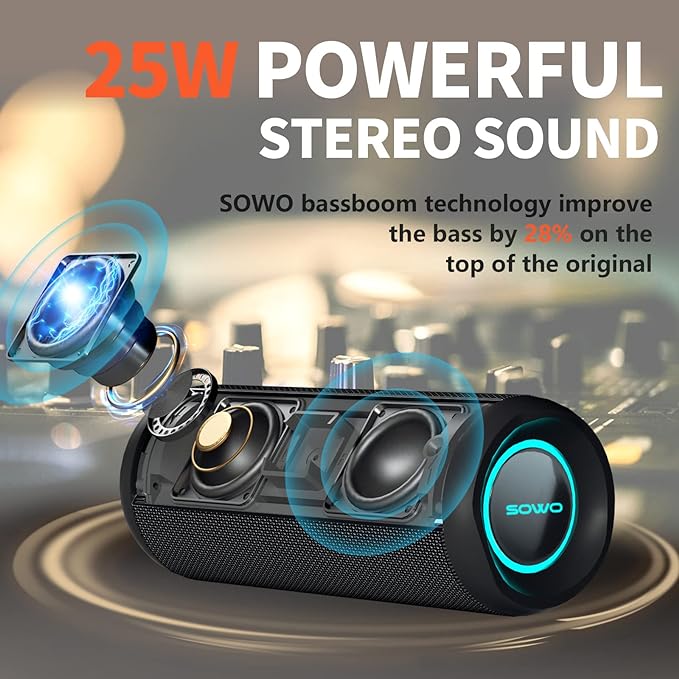 Wireless Portable Speaker, IPX7 Waterproof Bluetooth Speaker, 25W Loud Stereo - Image 2