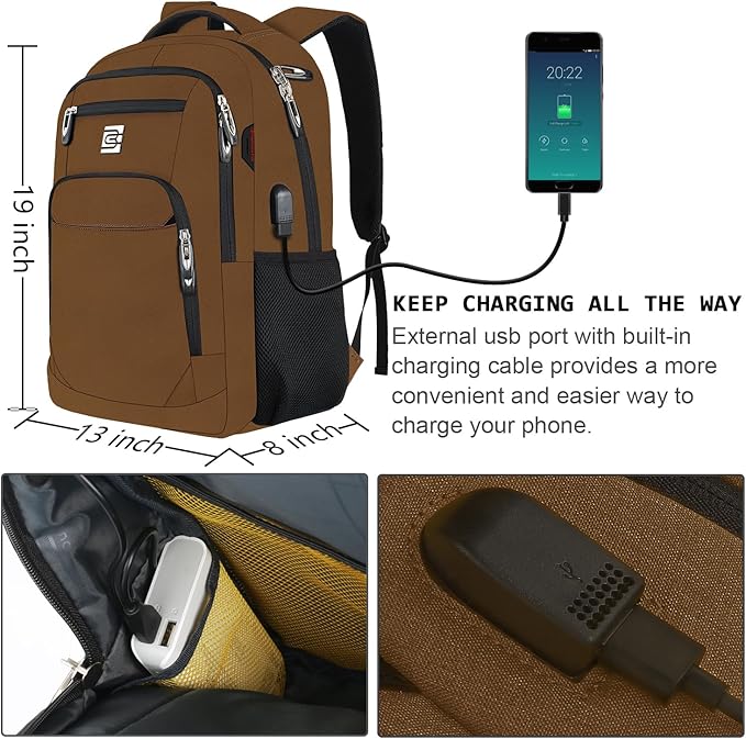 Volher Laptop Backpack, Business Travel Anti Theft Slim Durable Laptops Backpack - Image 3