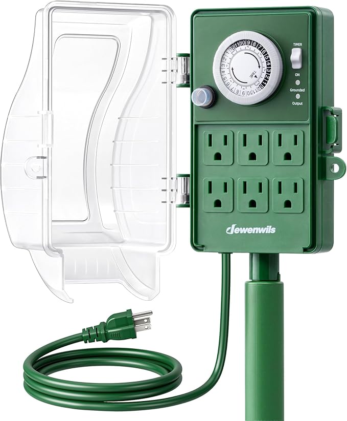 DEWENWILS Heavy Duty Outdoor Power Stake Timer, 24-Hour Mechanical Timer by DEWENWILS