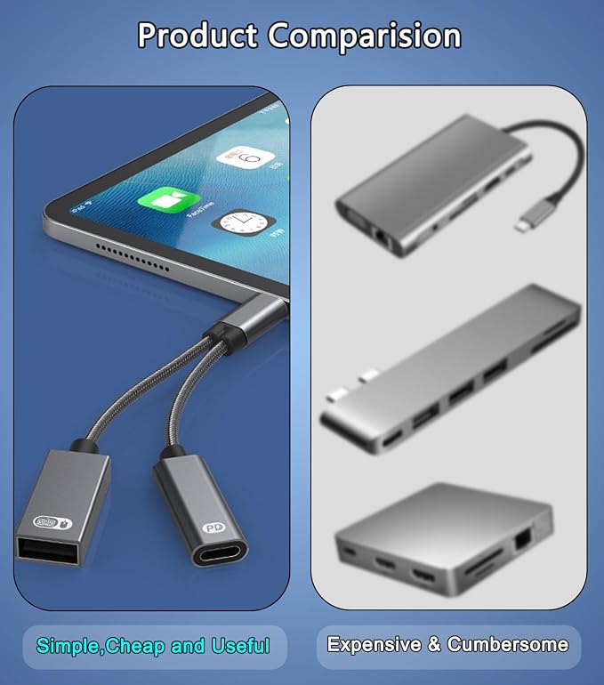 USB C to USB OTG Adapter, 2 in 1 USB C Splitter - Image 7