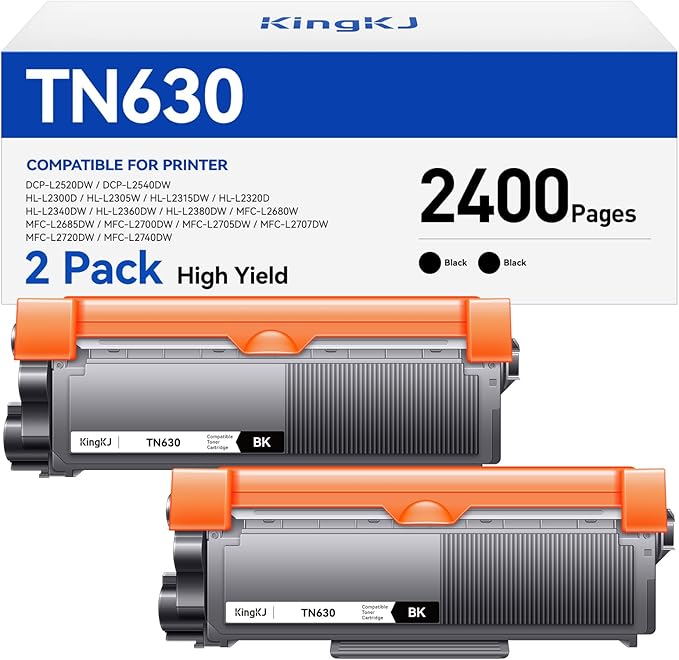TN630 Black Toner Cartridge 2-Pack Replacement Compatible by KingKJInkToner