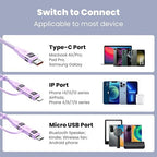100W USB C Multi Charging Cable, USAMS 4FT 5-in-1 5A Fast Sync Charger Adapter - Image 3