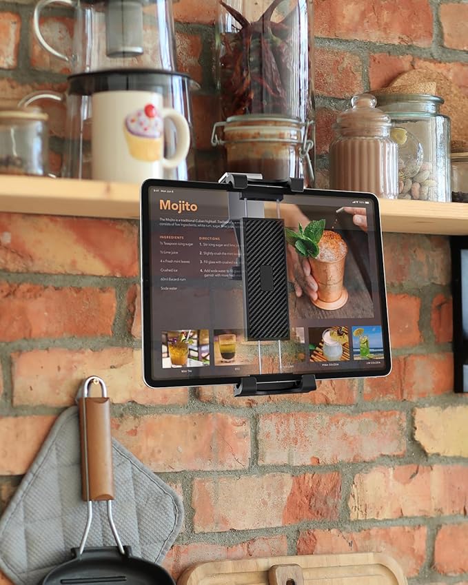 Under Cabinet Tablet Mount Holder, woleyi Kitchen iPad Mount Holder, Desk - Image 2