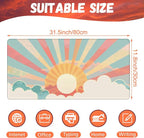 Large Gaming Mouse Pad for Desk, Boho Pastel Sun Desk Mat, Colorful Sunshine - Image 2