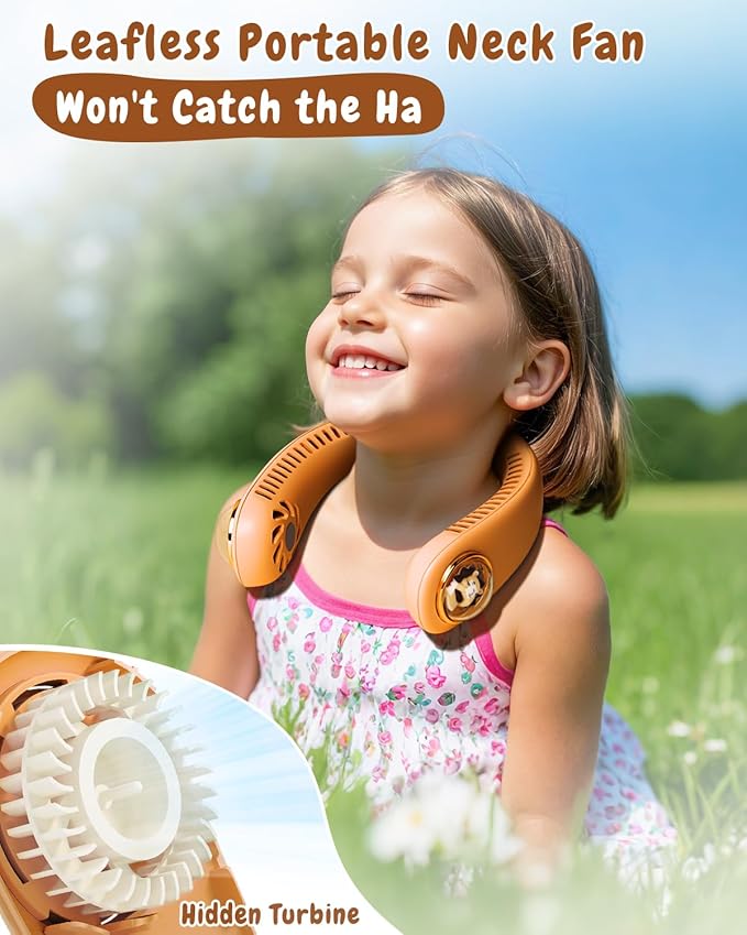 Neck Fan for Kids, Bladeless Portable Fan Rechargeable for 4-14Y Girls & Boys - Image 3