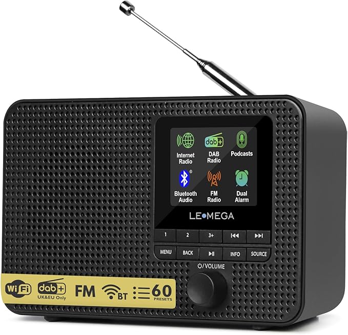 LEMEGA IR1 Portable WiFi Internet Radio, FM Digital Radio, Dual Alarms Clock by LEMEGA