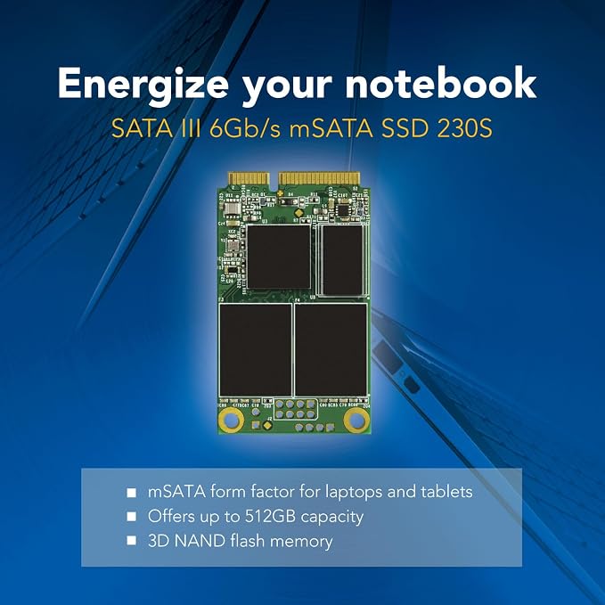Transcend 512GB mSATA SSD with Dram Cache, Mini SATA III 6G/s Internal Solid - Image 3