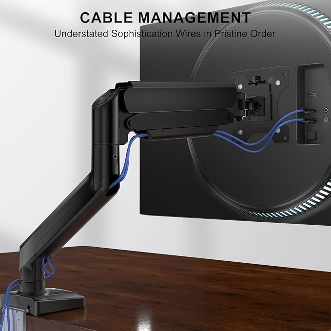 WALI Single Monitor Mount for 13-34 inch Screens, Adjustable Single Monitors Arm - Image 7