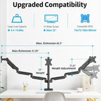 MOUNTUP Triple Monitor Mount for 17-32 inch Screens, Full Motion Triple Monitor - Image 3