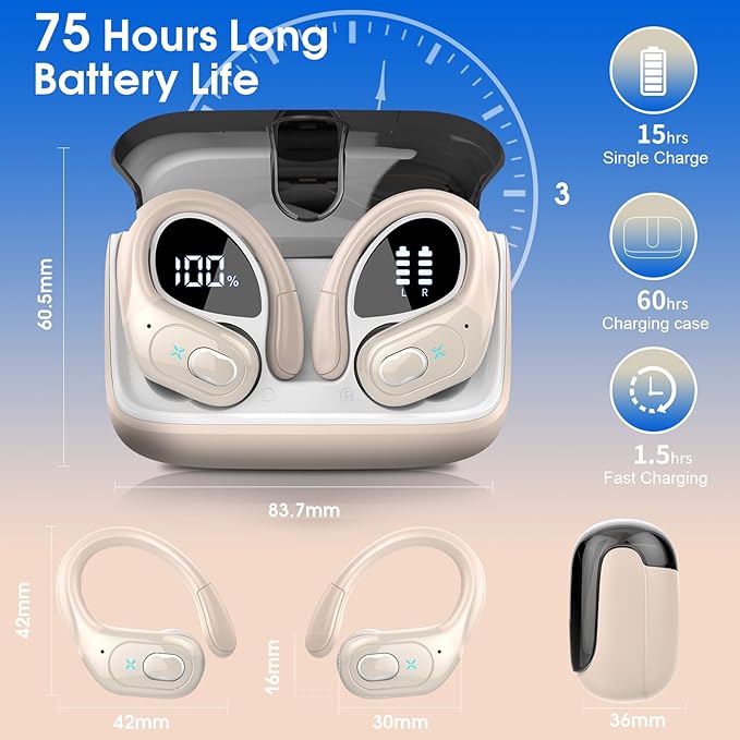 Wireless Earbuds 75hrs Bluetooth 5.4 Headphone Sport, 2026 Bluetooth Earbuds - Image 2