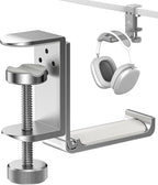 Foldable Headphone Stand and Hook – Aluminum Headset Holder Clamp Mount Under by APPHOME