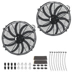 2PCS 16 Inch Universal Slim Fan Push Pull Electric Radiator Cooling 12V 120W by FSBCGT