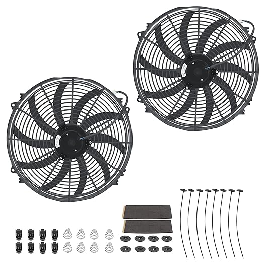 2PCS 16 Inch Universal Slim Fan Push Pull Electric Radiator Cooling 12V 120W by FSBCGT