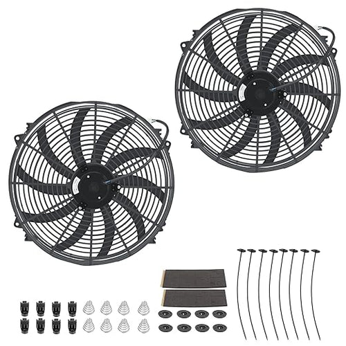 2PCS 16 Inch Universal Slim Fan Push Pull Electric Radiator Cooling 12V 120W by FSBCGT