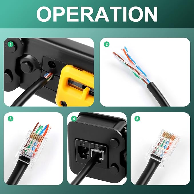 Delgada rj45 Crimp Tool with 50PCS Pass Through Connectors, - Image 4