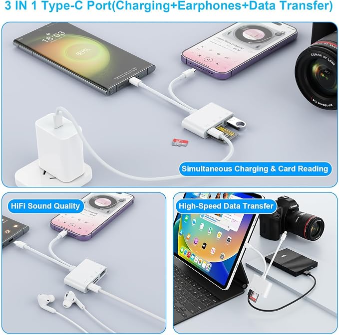 USB C Lightning SD TF Card Reader, 4-in-2 Memory Card Reader - Image 5