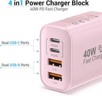 USB C Block 40W, 4 Ports Wall Plug Fast Charging Block, PD+QC Multiport Power - Image 5