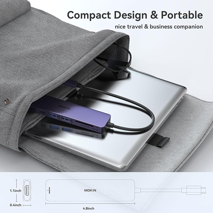 MOKiN 7 in 1 USB C Hub with HDMI, SD/TF Card Reader, USB 3.0, 100W PD Compatible - Image 7