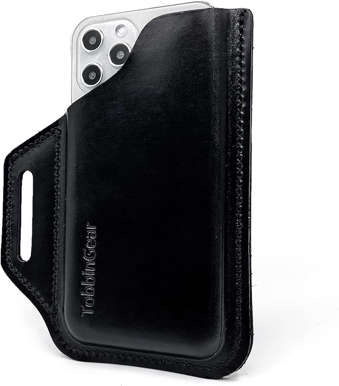 TobbinGear Leather Belt Phone Pouch, Leather Cell Phone Holster, Universal by TobbinGear
