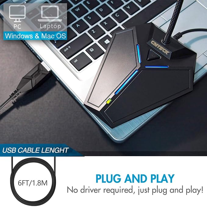 USB Computer Microphone, Plug &Play Desktop Omnidirectional Condenser PC Laptop - Image 4