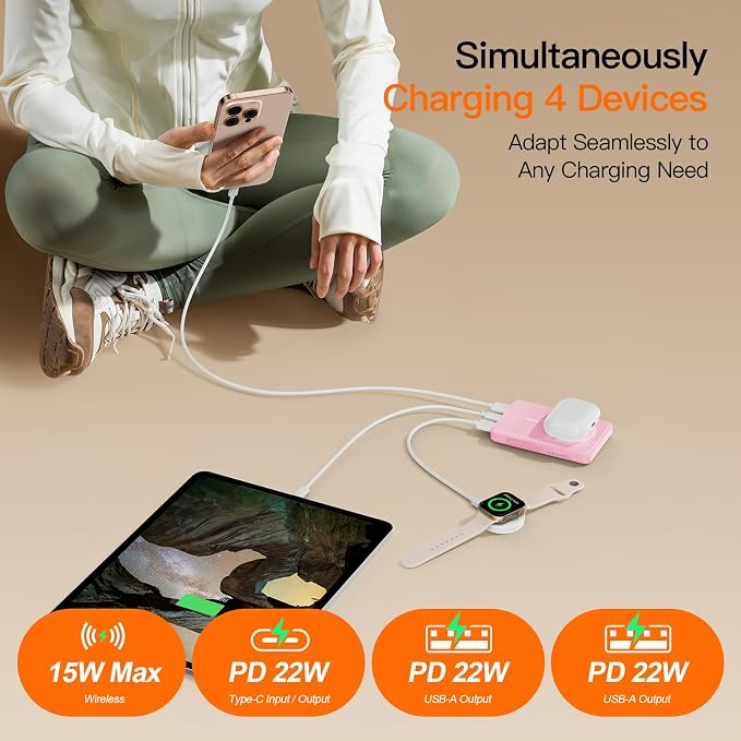 Magnetic Portable Charger, 16800mAh Wireless Power Bank, - Image 4