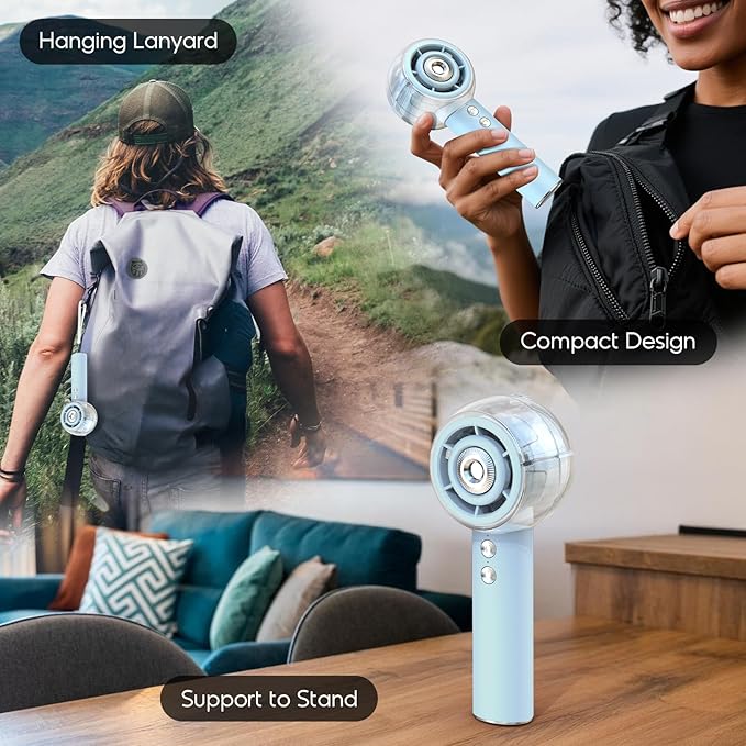 Misting Portable Handheld Fan, Powerful Turbo Motor, 6000mAh Rechargeable - Image 6