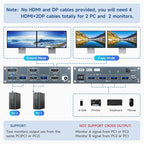 HDMI Displayport Hybird KVM Switch 2 Monitors 2 Computers 8K@60Hz 4K@144Hz - Image 3
