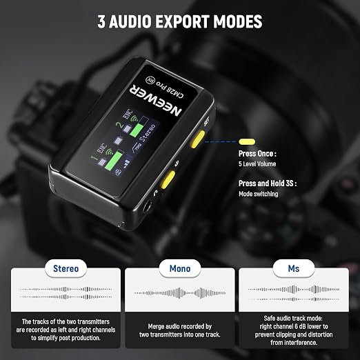 NEEWER CM28 PRO Wireless Lavalier Microphone + Charging Case & Cleaning Cloth - Image 5
